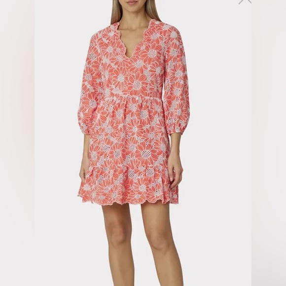 MILLY brielle coral eyelet dress. - Picture 1 of 5